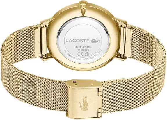 Bracelet Lacoste 2001356 en acier doré, maillons polis et boucle déployante signée