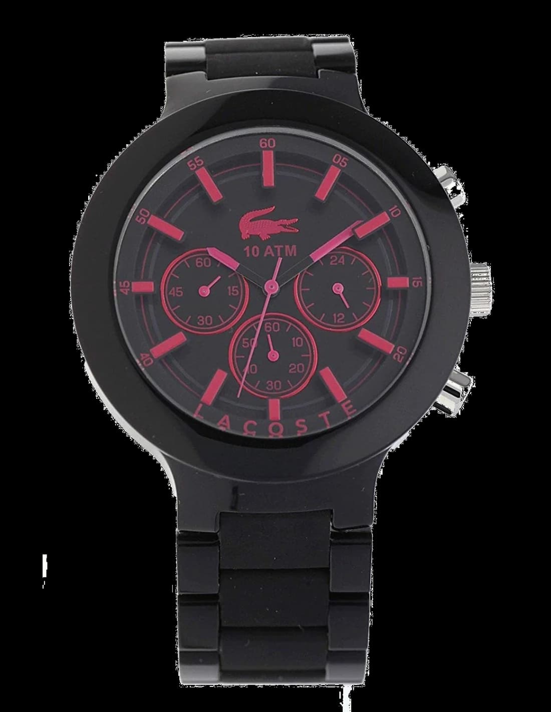 Montre Lacoste 2010771 au cadran noir et blanc, style sport chic avec index lumineux