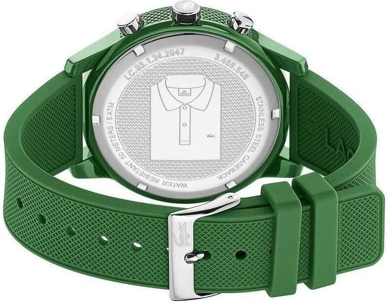 Bracelet Lacoste 2010973 en silicone vert texturé, fermoir boucle ardillon