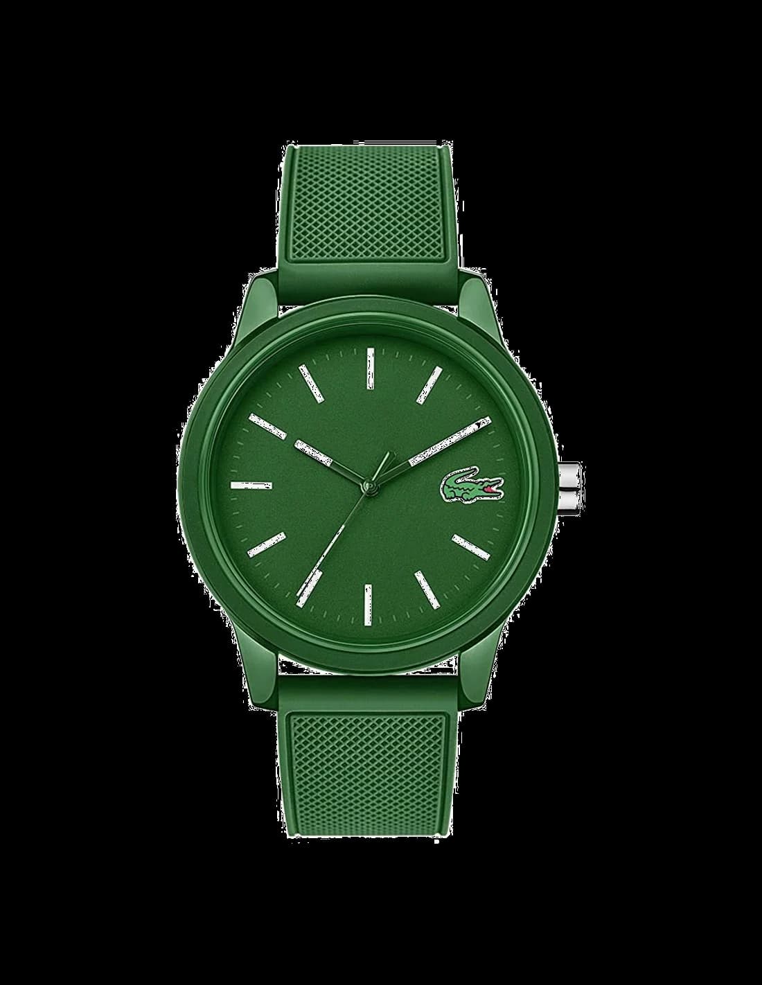 Montre Lacoste 2010985 avec cadran vert soleil, index appliques et aiguilles luminescentes, style sport chic