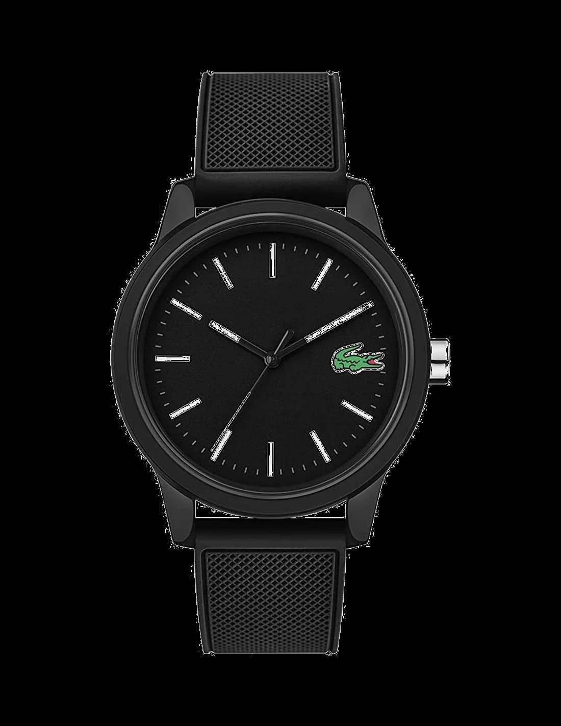 Montre Lacoste 2010986 avec cadran noir et index blancs, style sport chic