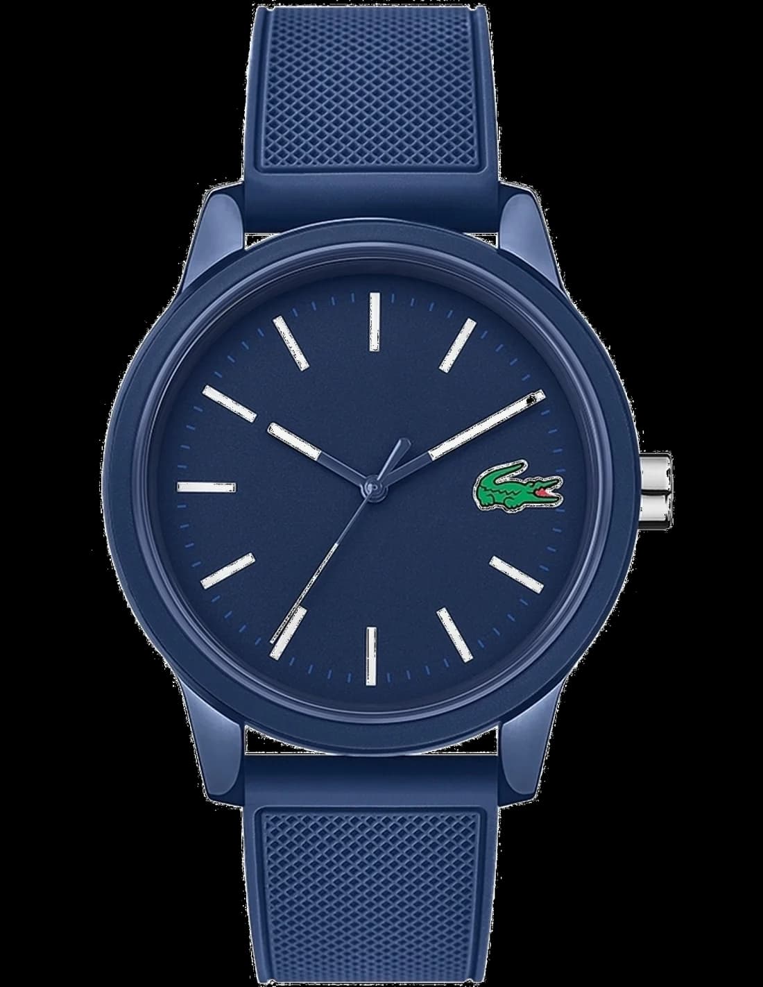 Montre Lacoste 2010987 au cadran bleu soleil, aiguilles argentées et index bâtons, style sport chic