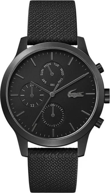 Montre Lacoste 2010997 avec cadran noir multifonctions et aiguilles luminescentes, style sport chic
