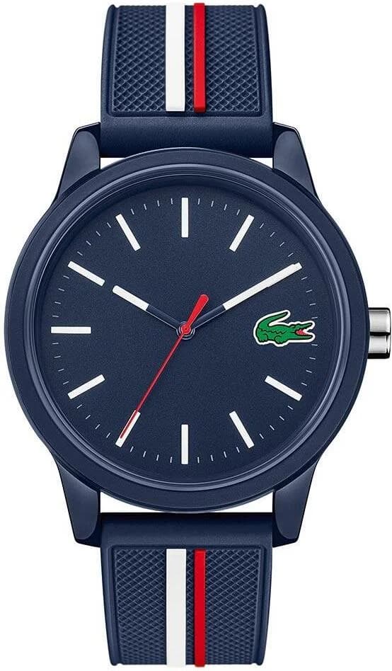 Montre Lacoste 2011070 au cadran bleu soleil, aiguilles luminescentes et logo crocodile