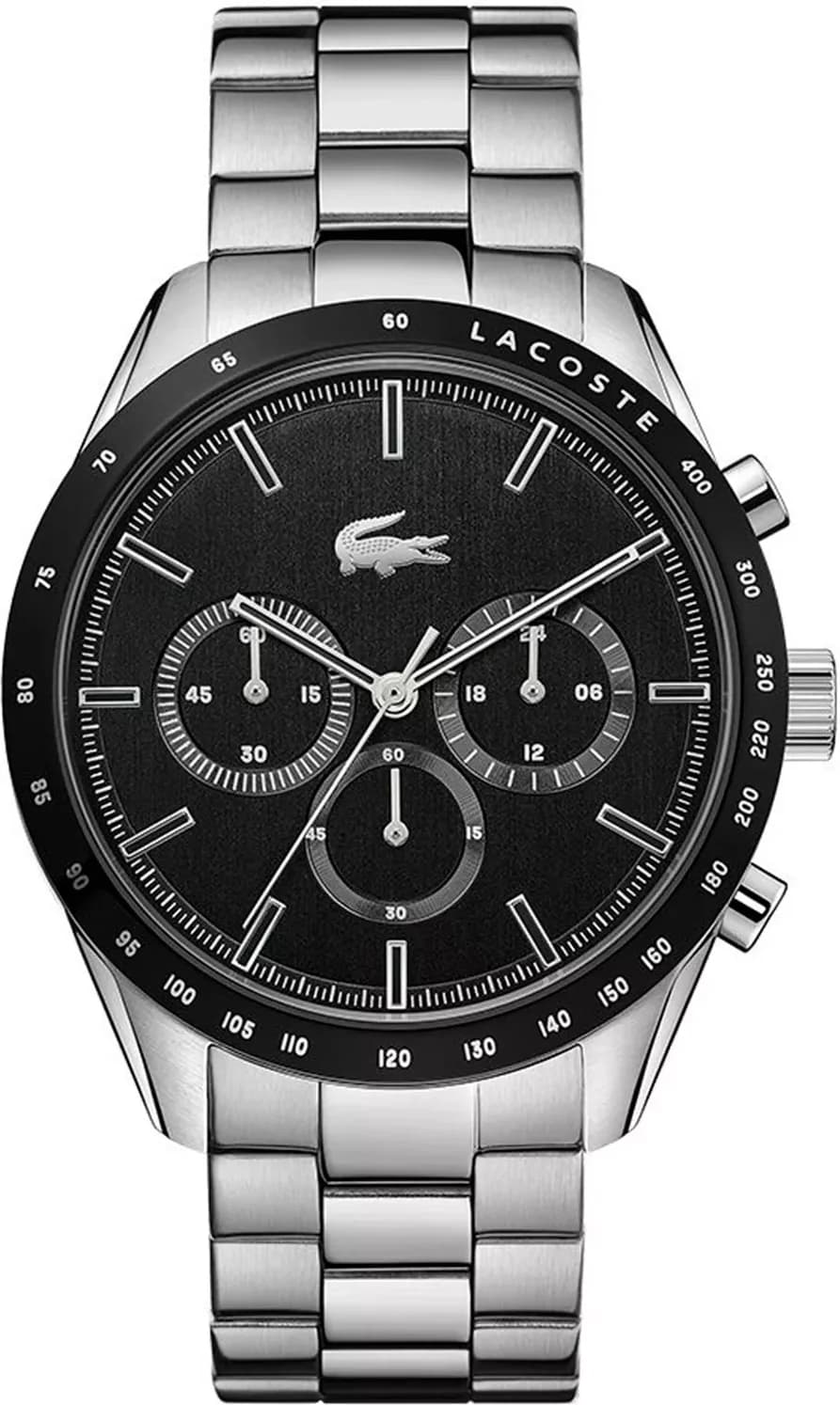 Montre Lacoste 2011079 au cadran noir multifonctions avec index argentés et aiguilles luminescentes