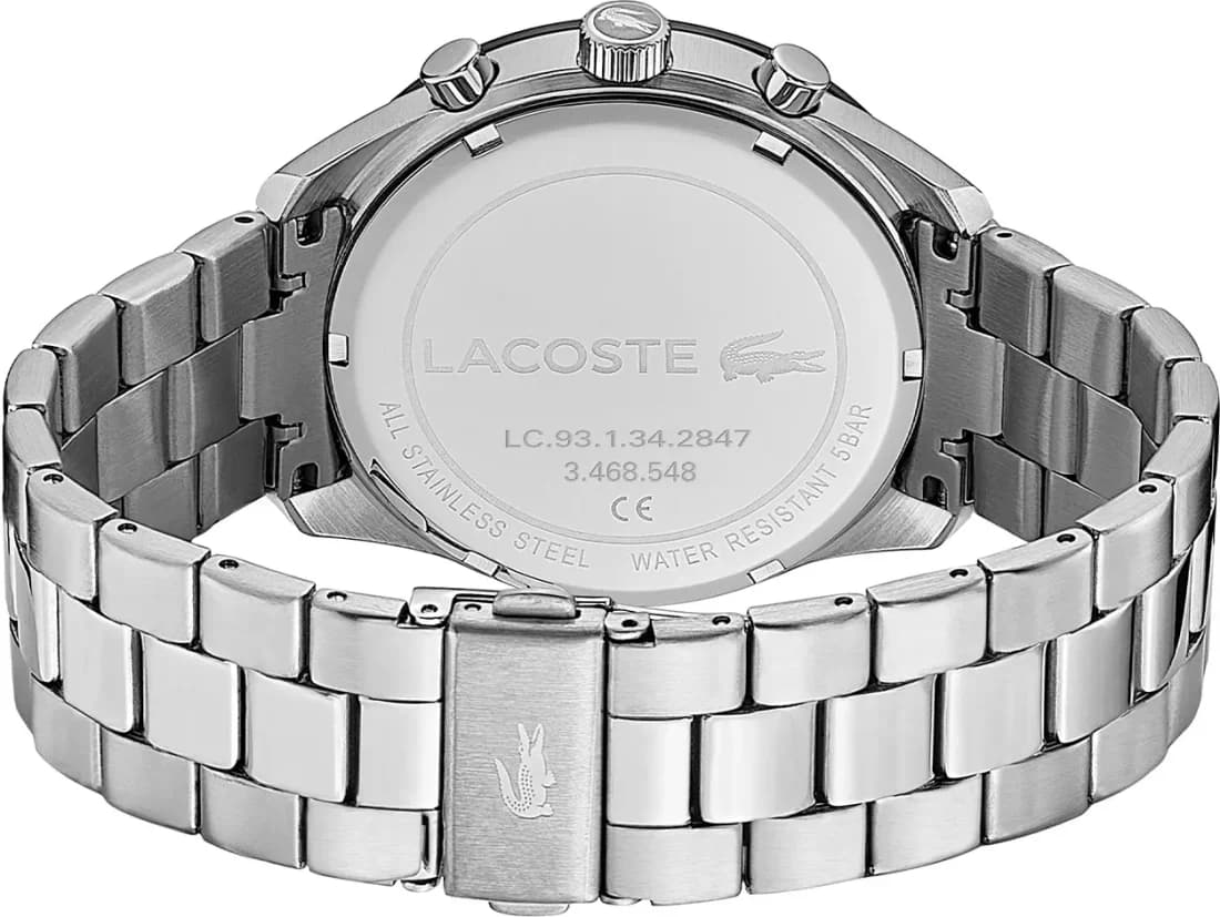 Bracelet Lacoste 2011079 acier argenté à maillons, fermoir déployant sécurisé, finition brossée