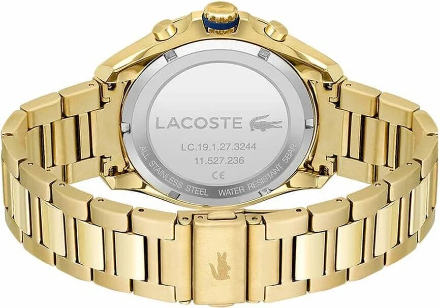 Bracelet Lacoste 2011151 en acier doré à maillons, fermoir déployante signé, look élégant