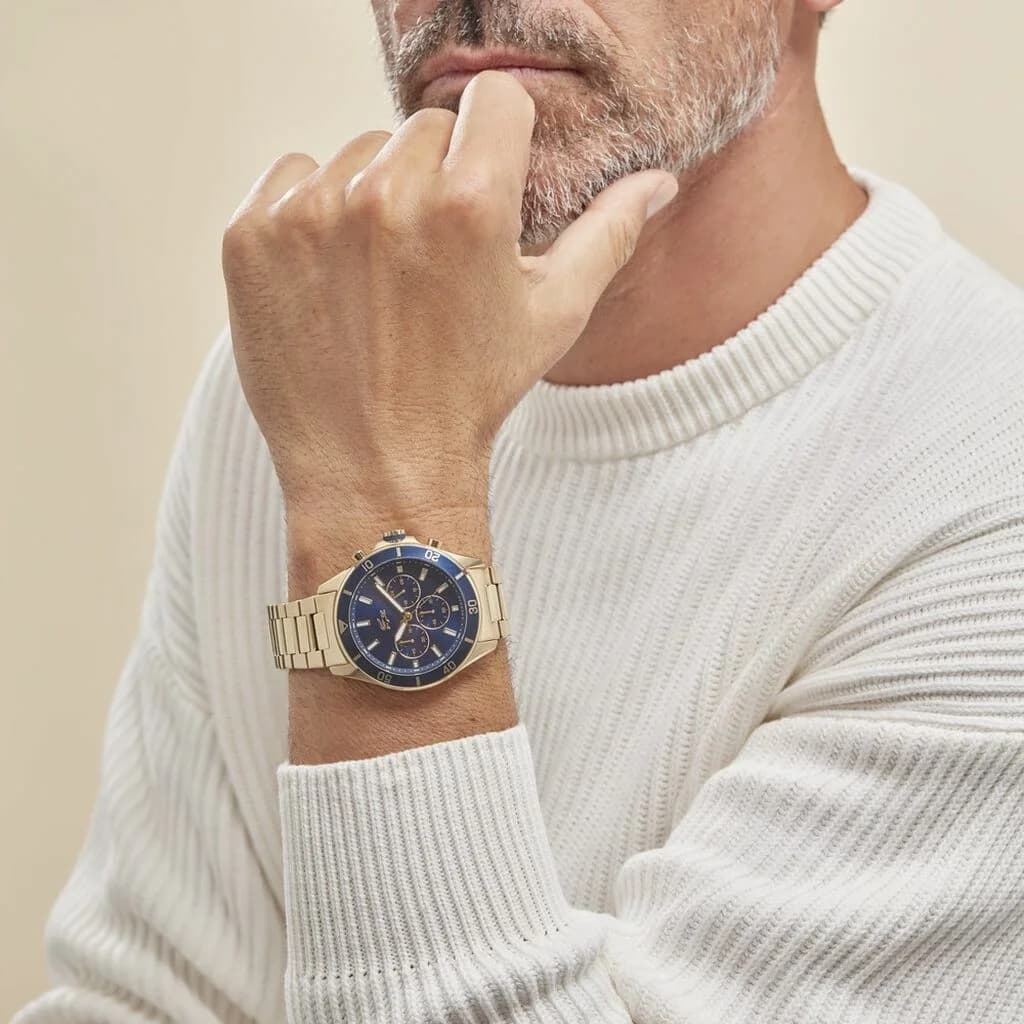 Montre Homme Lacoste 2011151 Tiebreaker en Acier Doré et Cadran Bleu vue 5