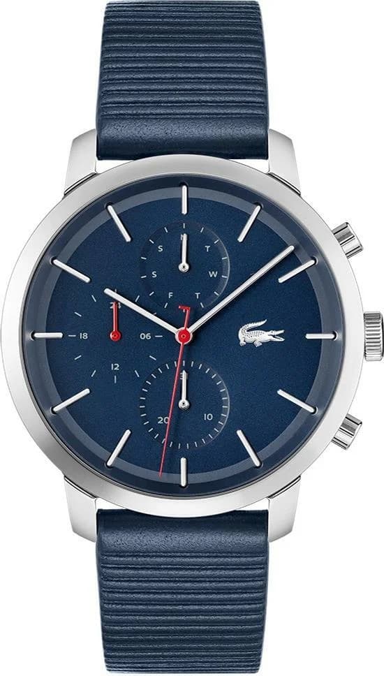 Montre Lacoste 2011176 au cadran bleu soleillé, index blancs et aiguilles luminescentes, style sport chic