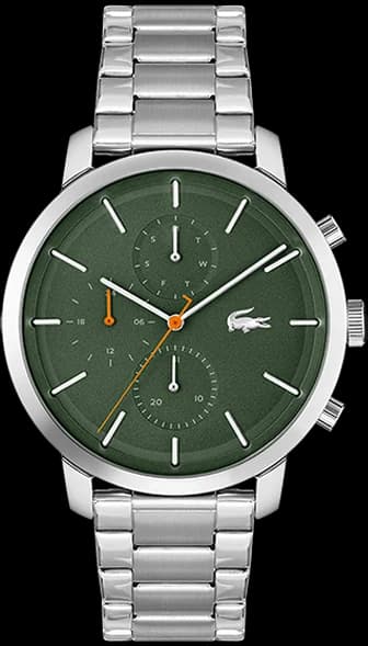 Montre Lacoste 2011178 acier argenté cadran vert foncé style sport chic