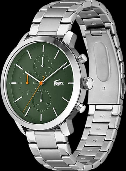 Cadran Lacoste 2011178 index bâtons aiguilles argentées date 3h