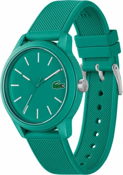 Cadran Lacoste 2011192 avec index appliqués blancs et aiguilles bâtons fines sur fond vert