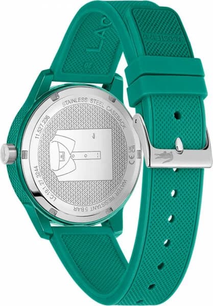 Bracelet Lacoste 2011192 en silicone vert texturé avec boucle ardillon en acier signée Lacoste