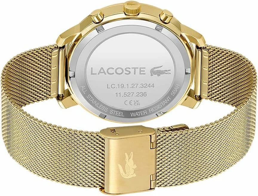 Bracelet Lacoste 2011195 en maille milanaise dorée, finition souple et ajustable, confort assuré