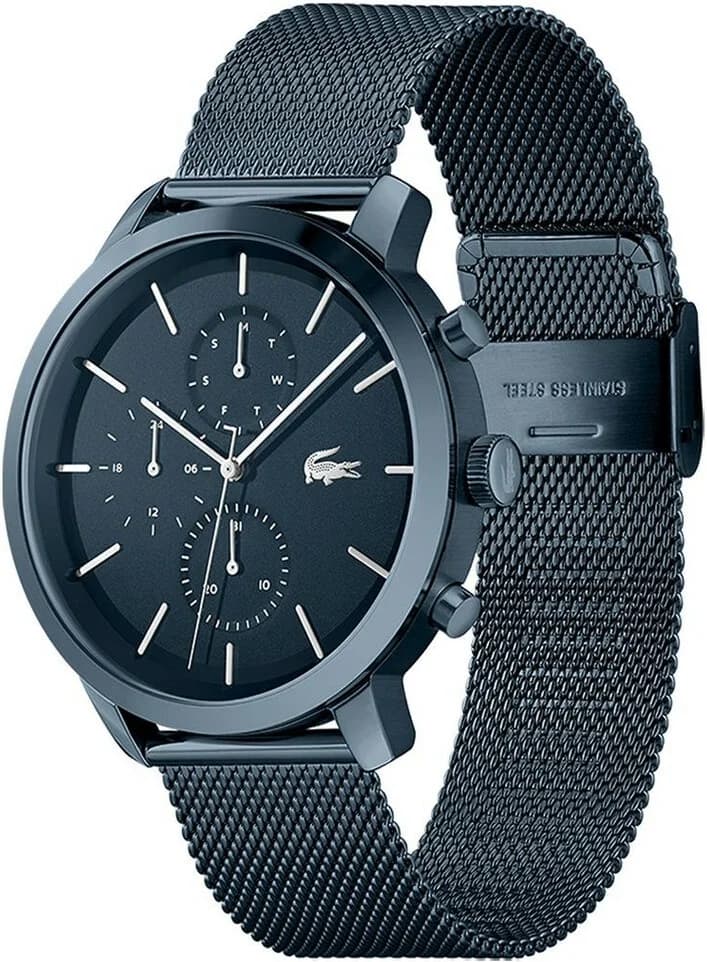 Cadran Lacoste 2011196 avec index appliqués, aiguilles dauphine et date à 3h