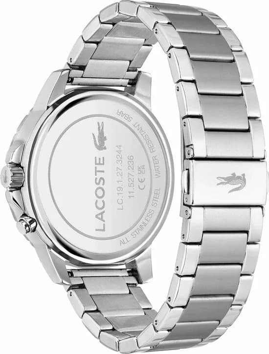 Bracelet Lacoste 2011207 en acier argenté à maillons, fermoir déployant signé Lacoste