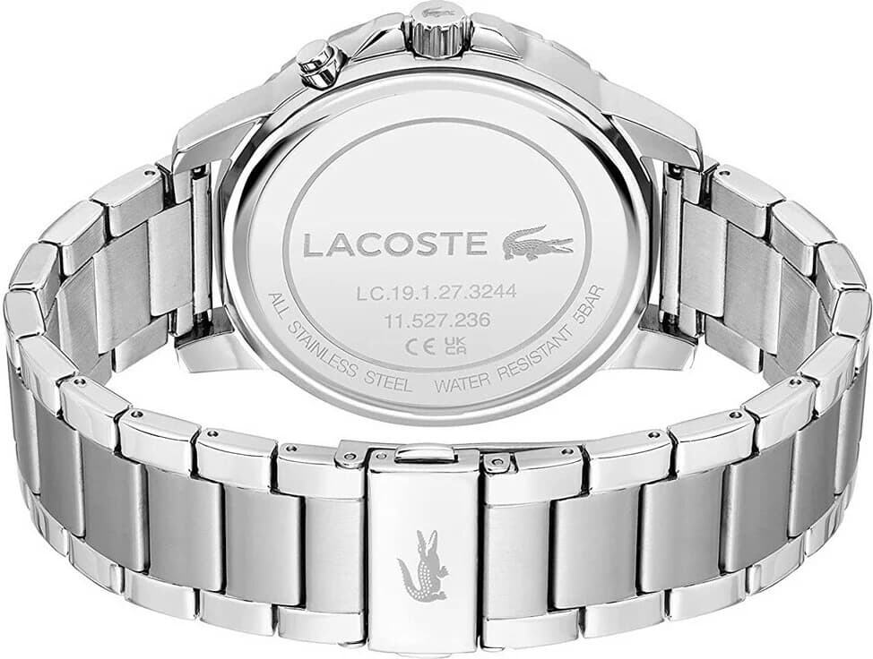 Bracelet Lacoste 2011208 en acier inoxydable brossé et poli, fermoir déployant double sécurité, maillons solides