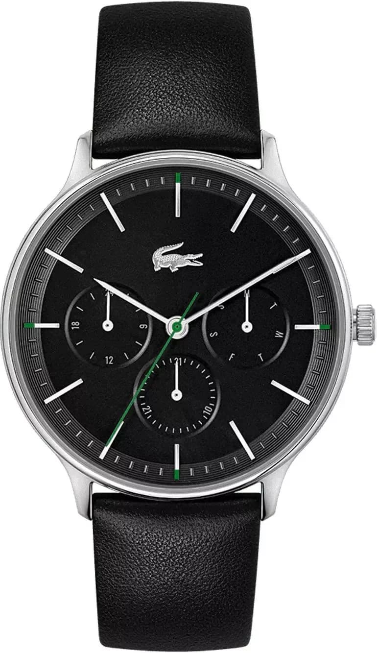 Montre Lacoste 2011226 avec cadran noir multifonctions et index argentés, style sport chic