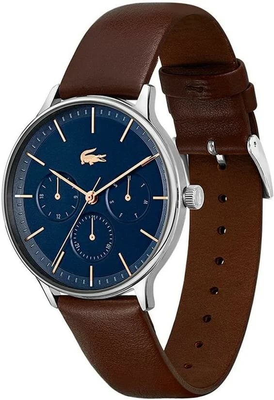 Montre Homme Lacoste Club 2011227 bracelet cuir marron cadran multifonctions vue 2