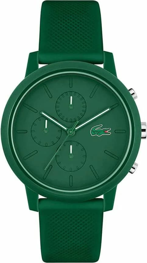 Montre Lacoste 2011245 au cadran vert soleil avec index bâtons et date à 4h, style sport chic
