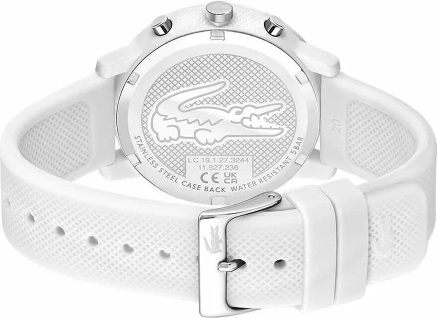 Bracelet Lacoste 2011246 en silicone blanc souple et résistant, fermoir boucle ardillon pour un maintien parfait