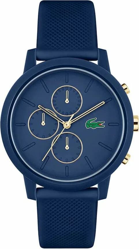 Montre Lacoste 2011248 au cadran bleu soleil avec chronographe et logo crocodile vert