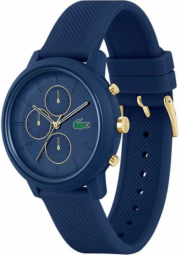 Cadran Lacoste 2011248 avec compteurs noirs, aiguilles blanches et index appliqués pour un style sportif