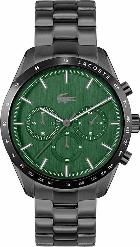 Montre Lacoste Boston 2011270 en Acier Noir et Cadran Vert Multifonctions