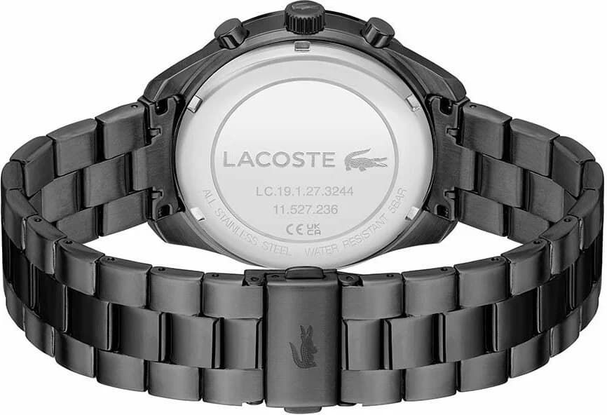 Cadran Lacoste 2011270 vert avec index bâtons, aiguilles luminescentes et compteurs chrono