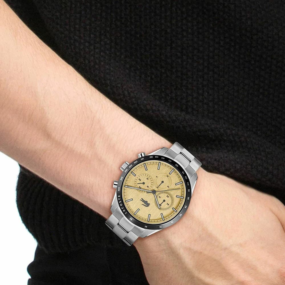 Bracelet Lacoste 2011271 en acier argenté à maillons, fermoir déployante sécurisé, finition polie