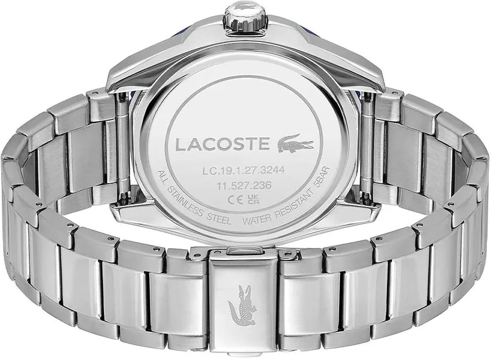 Bracelet Lacoste 2011286 en acier inoxydable argenté à maillons, fermoir déployant sécurisé