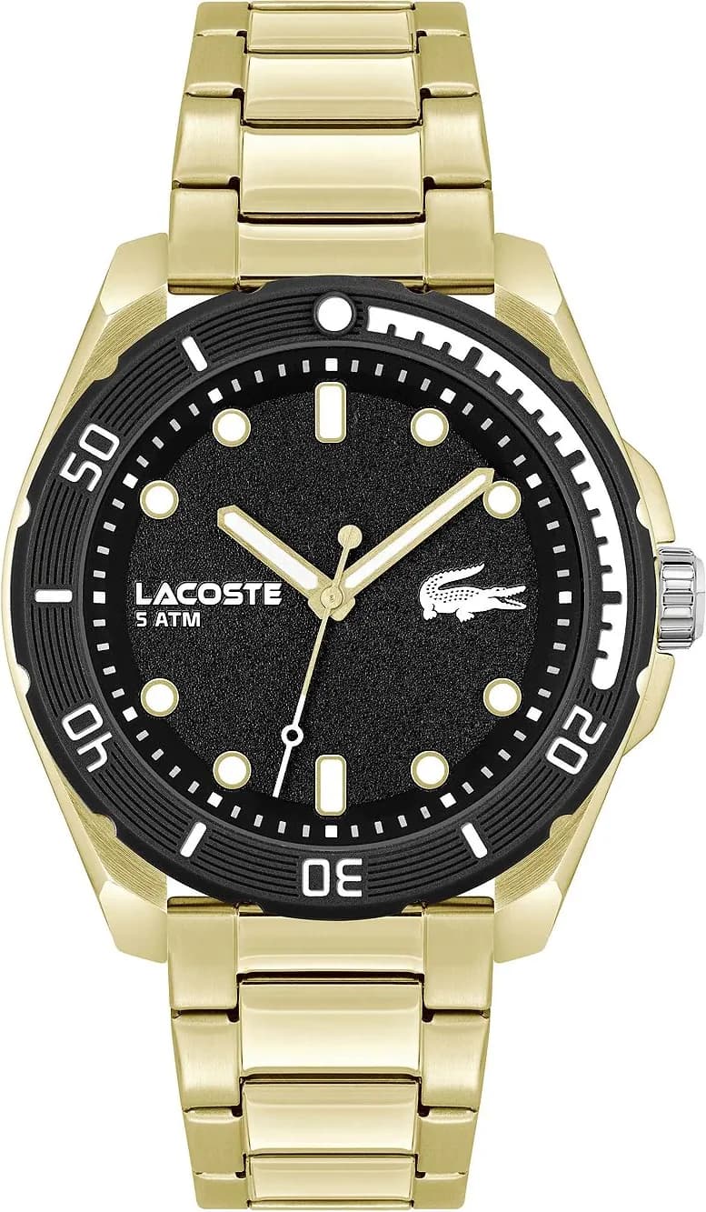 Montre Lacoste 2011287 au cadran noir texturé et acier doré pour un style sport chic