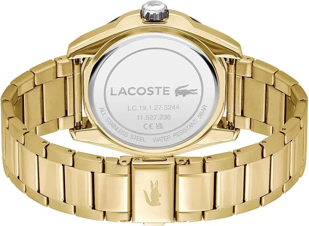 Bracelet Lacoste 2011287 en acier doré maillé souple fermoir déployante ajustable
