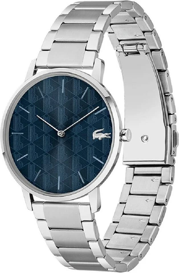Montre Homme Lacoste Crocorigin 2011305 bracelet acier argenté cadran bleu vue 2