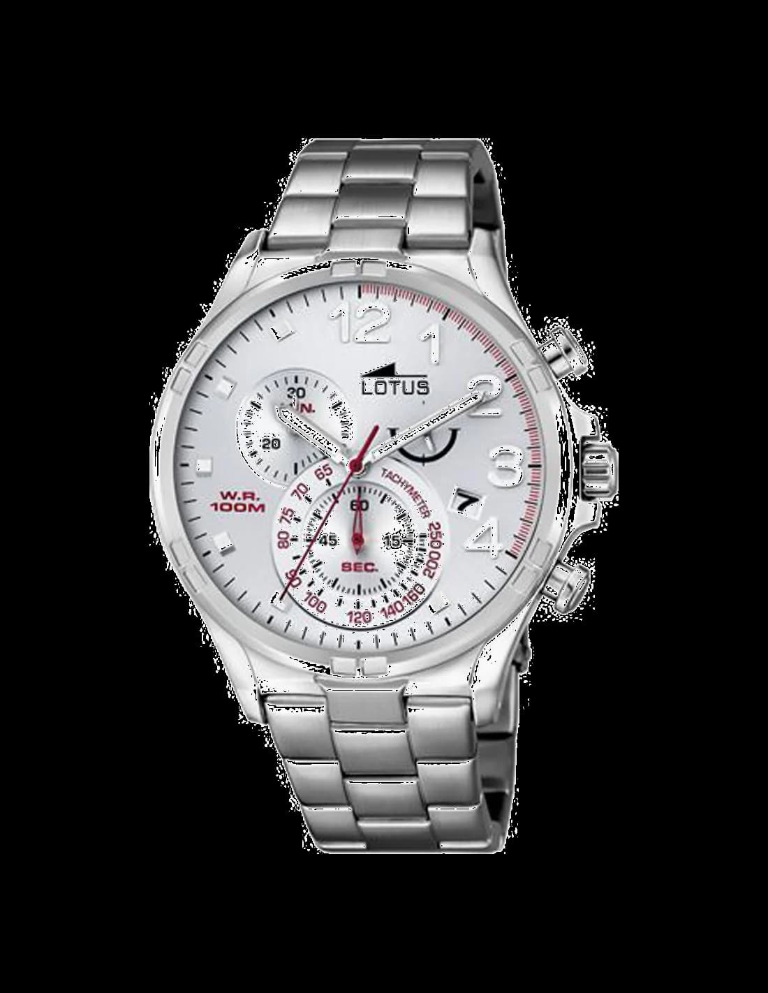 Montre Lotus L10126/1 argentée, style classique sport chic avec cadran argent brossé et index noirs