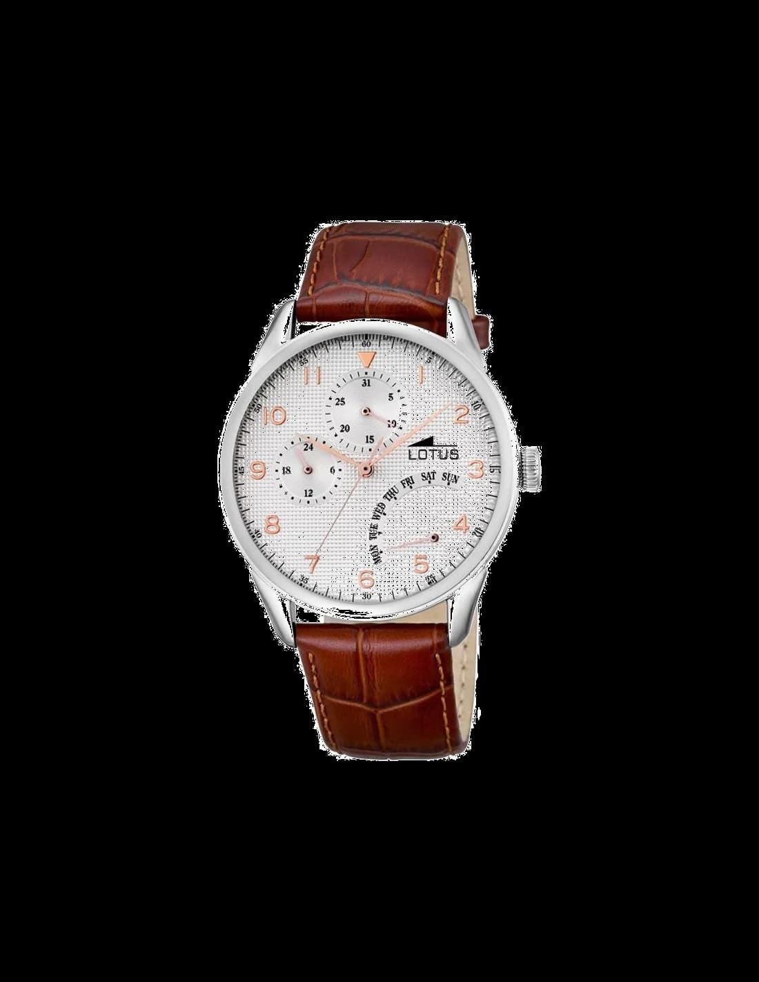 Montre Lotus L10131/1 marron avec cadran marron soleillé et aiguilles dorées, style classique et élégant