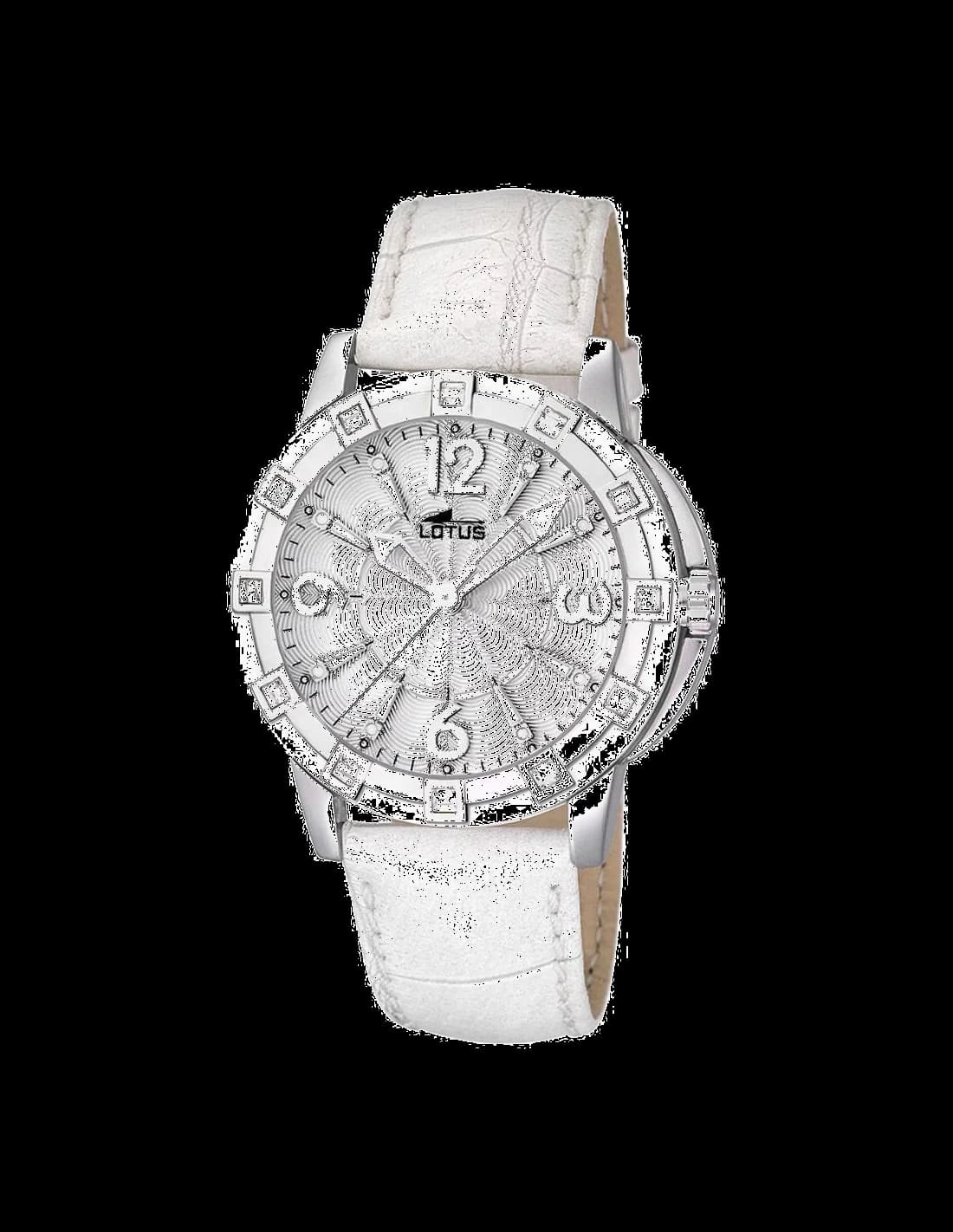 Montre Lotus L15745/1 avec cadran blanc nacré et index dorés, style élégant et féminin
