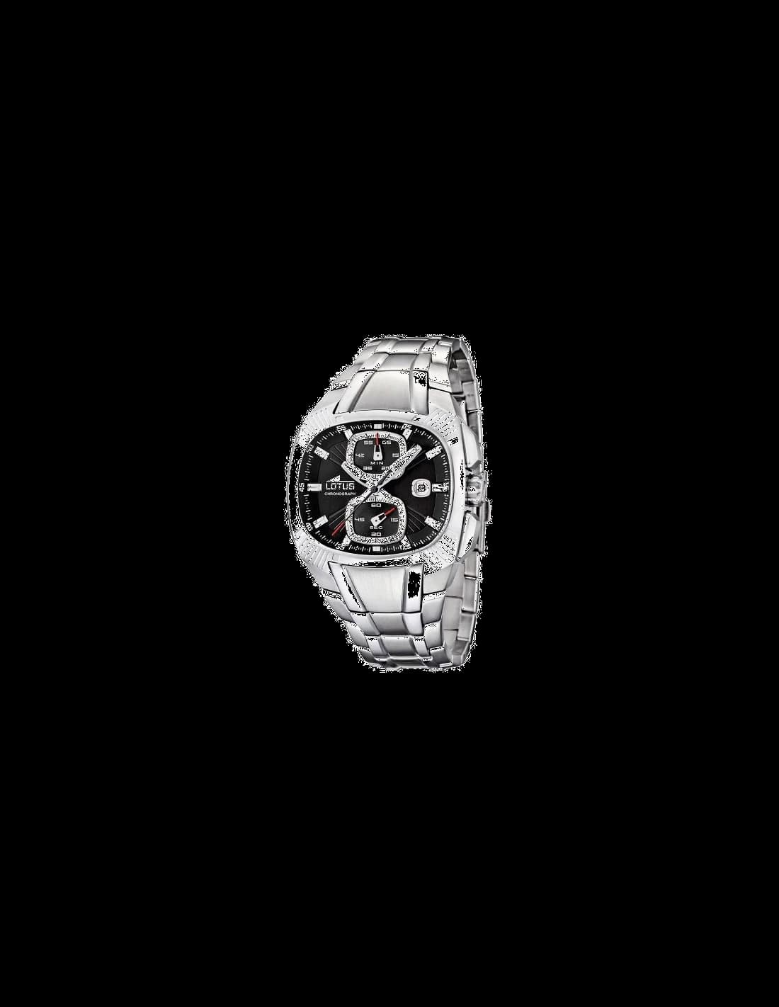 Montre Lotus L15752/2 avec cadran noir et index argentés sur fond mat