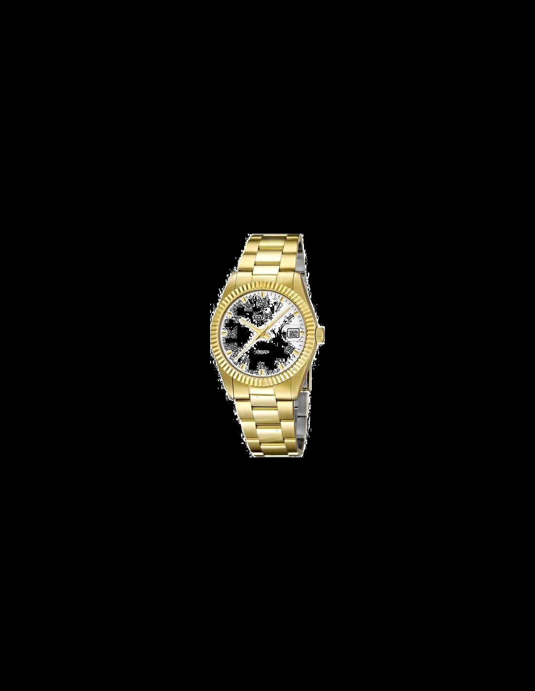 Montre Lotus L15824/1 or avec cadran blanc nacré et index dorés, style élégant et raffiné