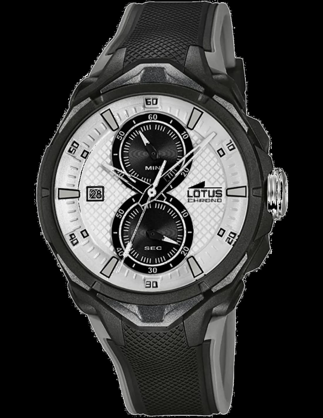 Montre Lotus L18107/1 noire avec cadran noir et index blancs, design épuré et sport chic