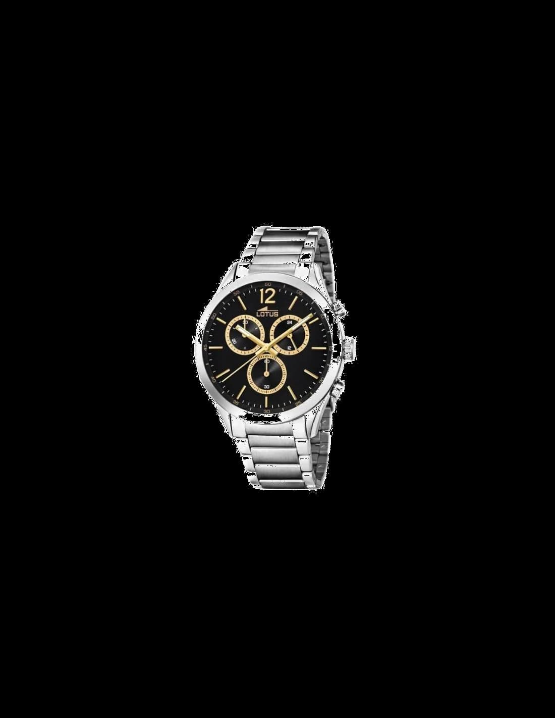 Montre Lotus L18114/4 au cadran noir minimaliste, aiguilles fines et index discrets, style épuré