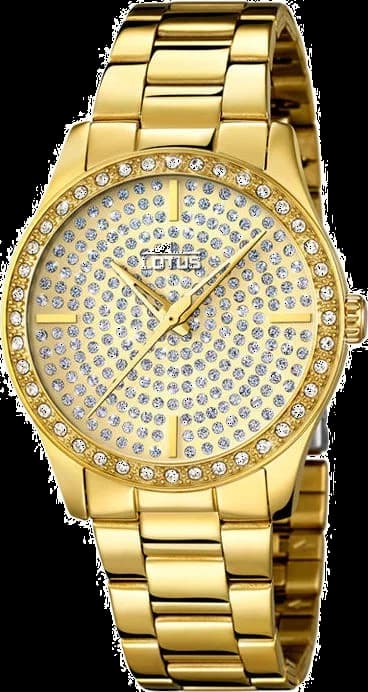 Montre Lotus L18135/1 au cadran doré avec cristaux scintillants et aiguilles élégantes nacré