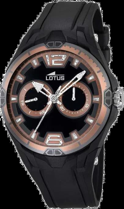 Montre Lotus L18184/4 avec cadran noir texturé, aiguilles et index blancs pour un style sportif élégant