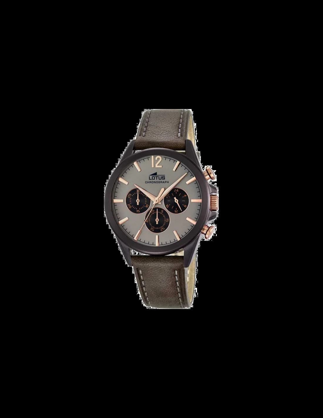 Montre Lotus L18200/1 avec cadran marron soleil et aiguilles dorées, style classique