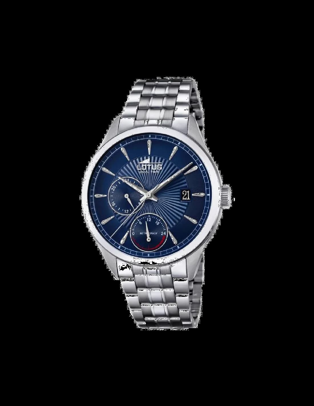 Montre Lotus L18213/7 avec cadran bleu soleil, compteurs chronographe et affichage date à 3h
