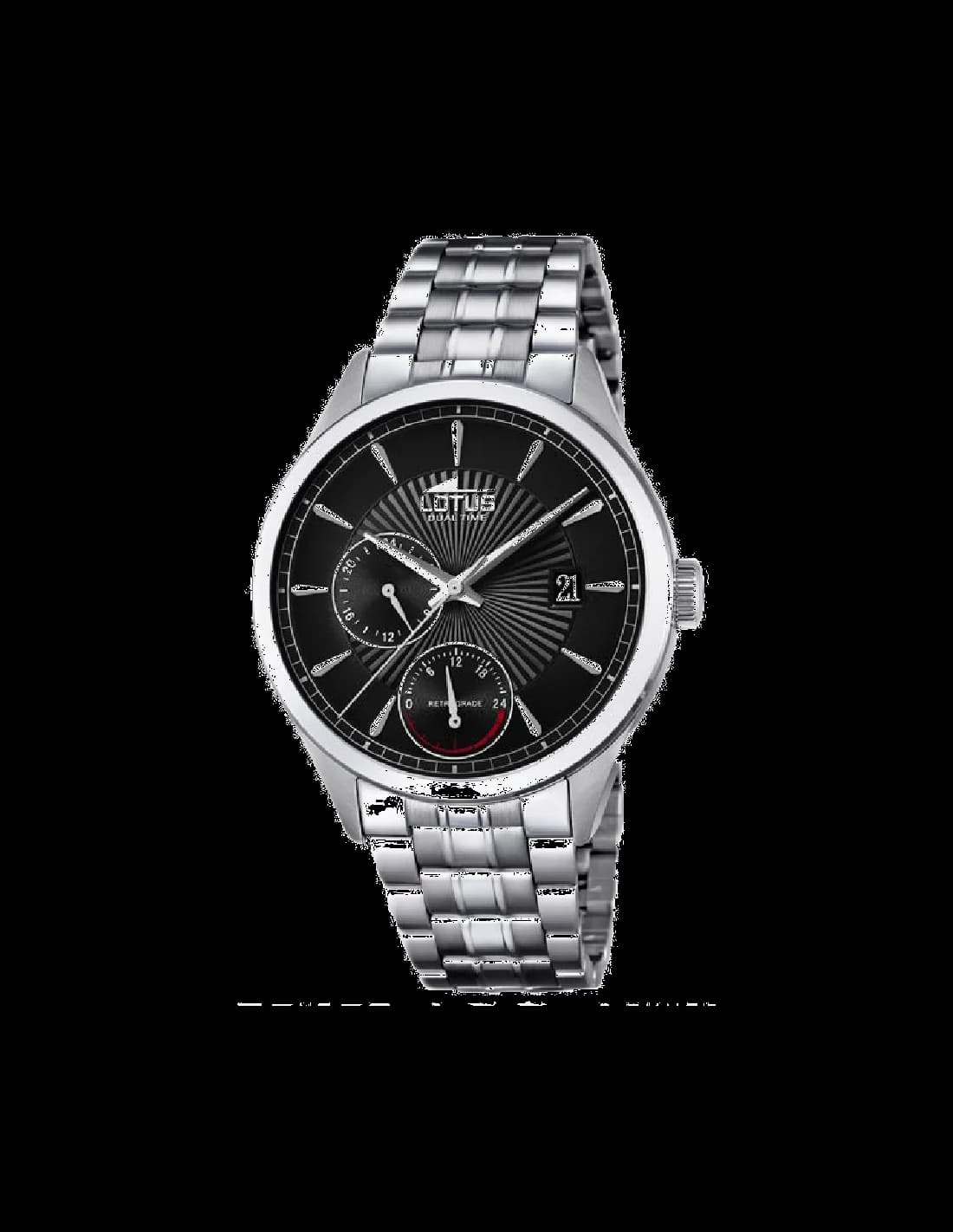 Montre Lotus L18213/8 avec cadran noir et index argentés, style élégant et sportif