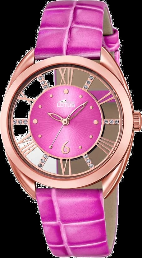 Montre Lotus L18226/1 au cadran rose soleil avec index bâtons et aiguilles argentées