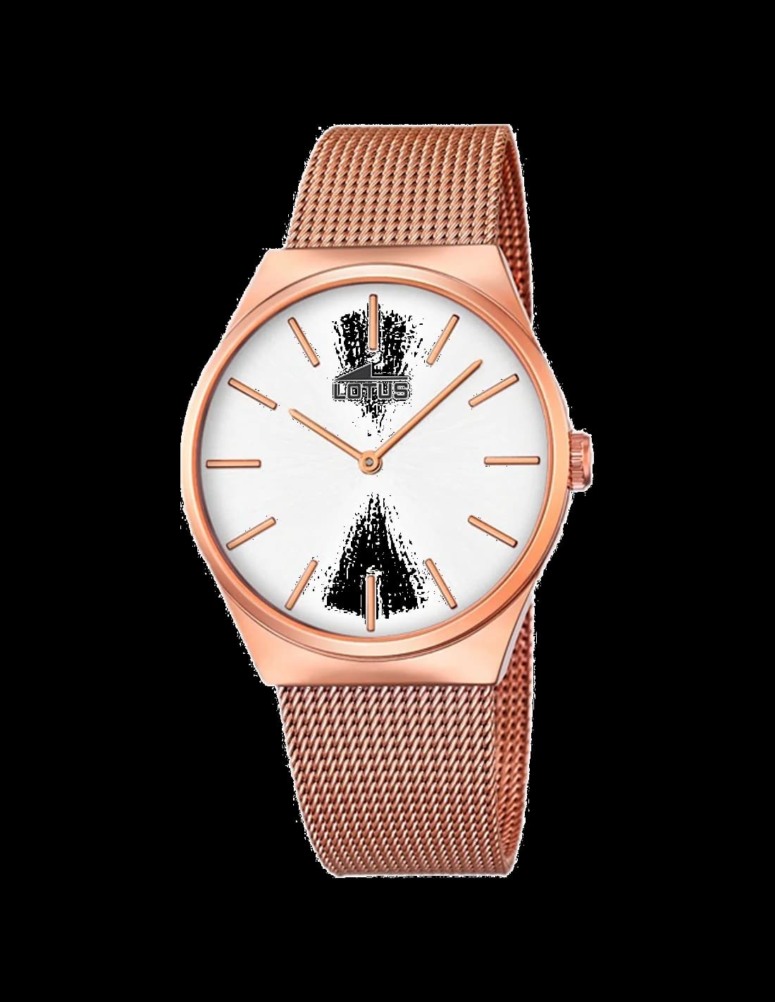 Montre Lotus L18286/1 en boîtier or rose avec cadran blanc et index dorés, style élégant et lumineux