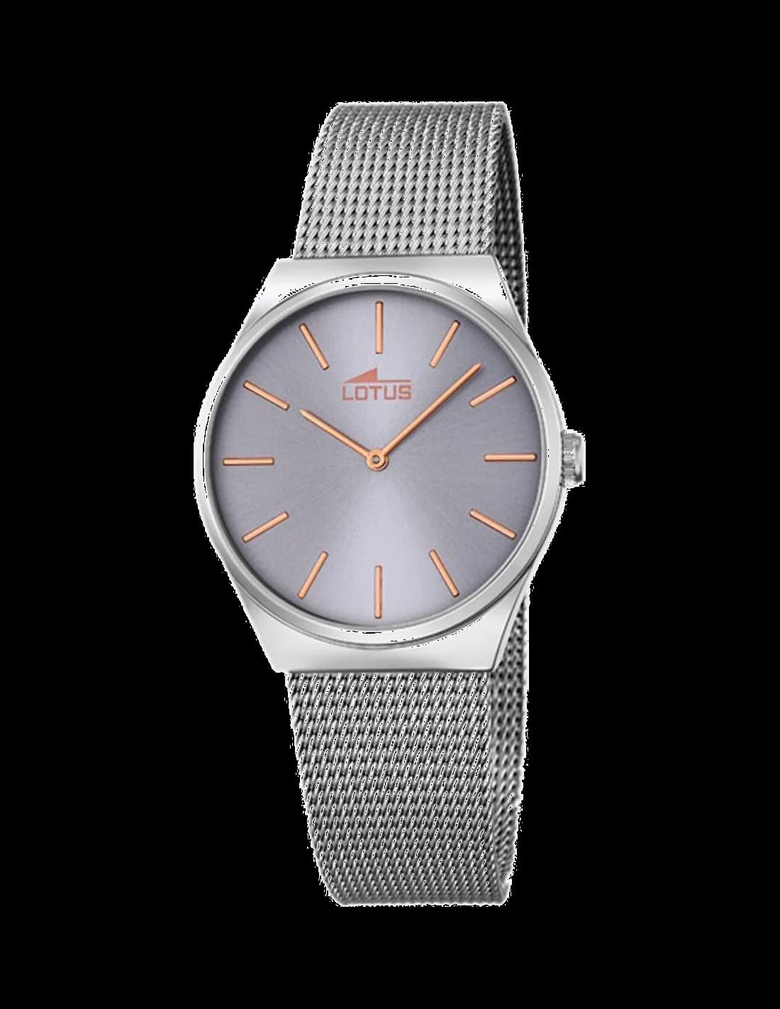 Montre Lotus L18288/2 argentée avec cadran blanc nacré et index dorés, style élégant et raffiné
