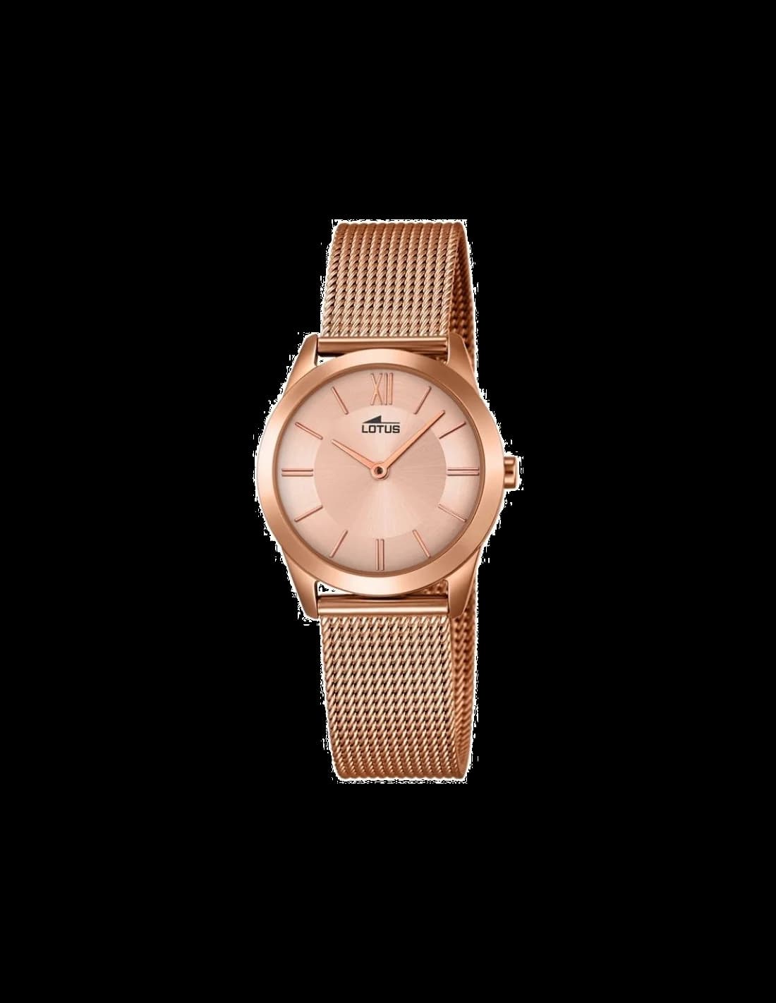 Montre Lotus L18293/2 en or rose avec cadran blanc et index dorés, style élégant et féminin